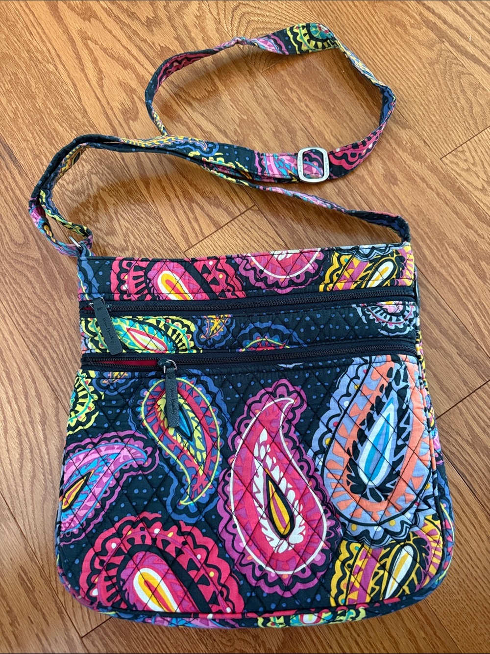 Vera Bradley Quilted Paisley Crossbody Shoulder Bag-Blue with Multicolor Paisley